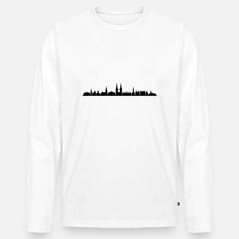 Skyline - Lübeck - Männer Premium Bio Langarmshirt - Weiß