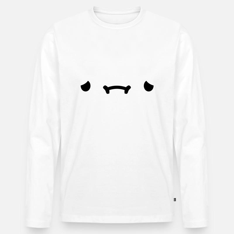 Trauriges Comic Gesicht - Männer Premium Bio Langarmshirt - Weiß