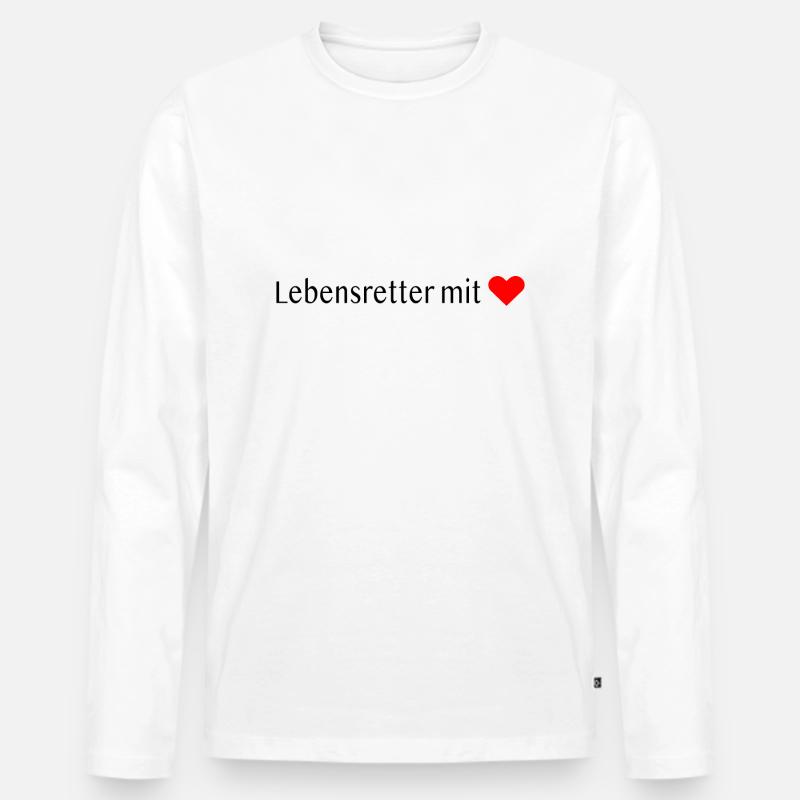 Lebensretter mit ❤️ - Männer Premium Bio Langarmshirt - Weiß