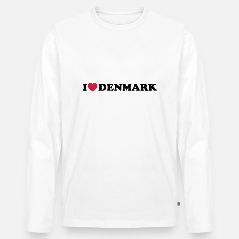 I love Denmark - Männer Premium Bio Langarmshirt - Weiß