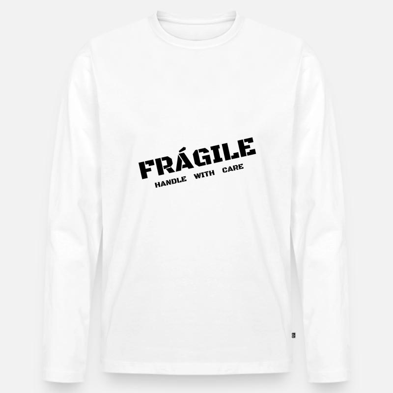 FRÁGILE - Männer Premium Bio Langarmshirt - Weiß