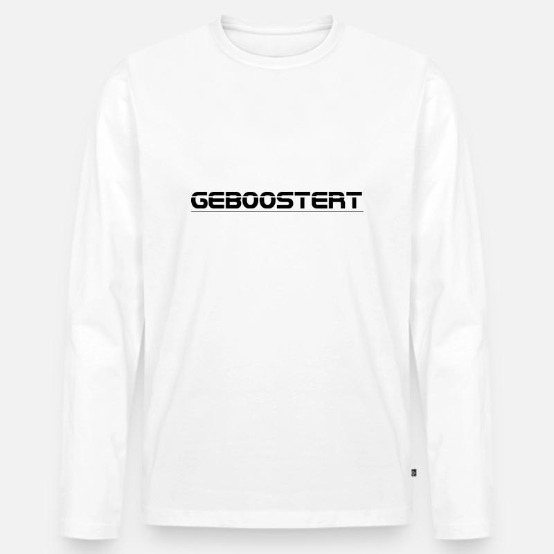 Geboostert schwarz - Männer Premium Bio Langarmshirt - Weiß