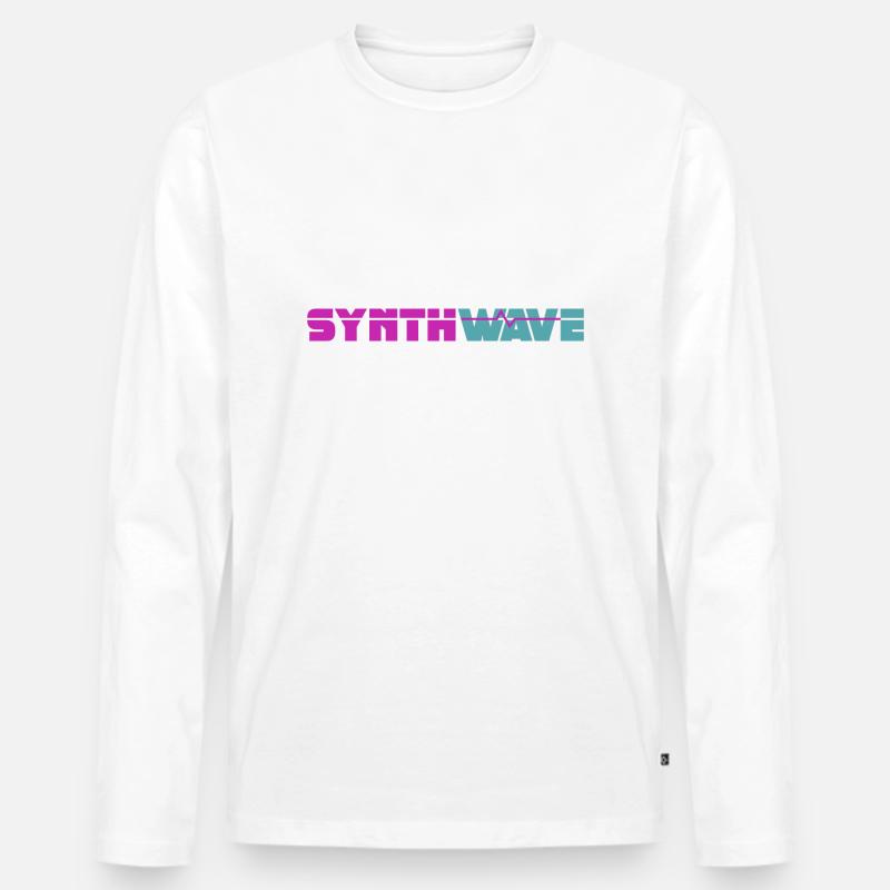 Synthwave - Männer Premium Bio Langarmshirt - Weiß