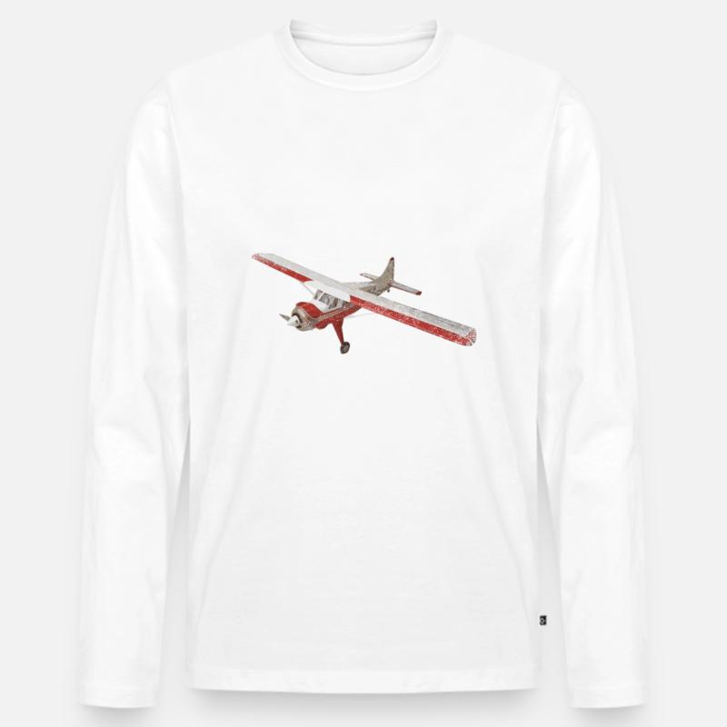 Flugzeug - Männer Premium Bio Langarmshirt - Weiß