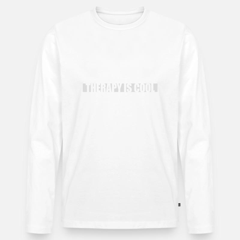 therapy is cool Zitat - Männer Premium Bio Langarmshirt - Weiß