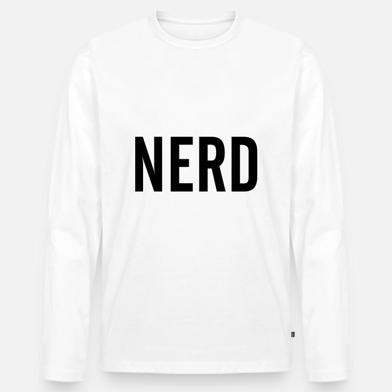 Nerd - Männer Premium Bio Langarmshirt - Weiß