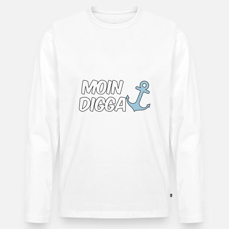 Moin Digga Hamburg - Männer Premium Bio Langarmshirt - Weiß