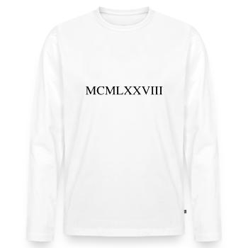 1978 - T-shirt manches longues Premium bio Homme - blanc - Devant - Nico (187cm)