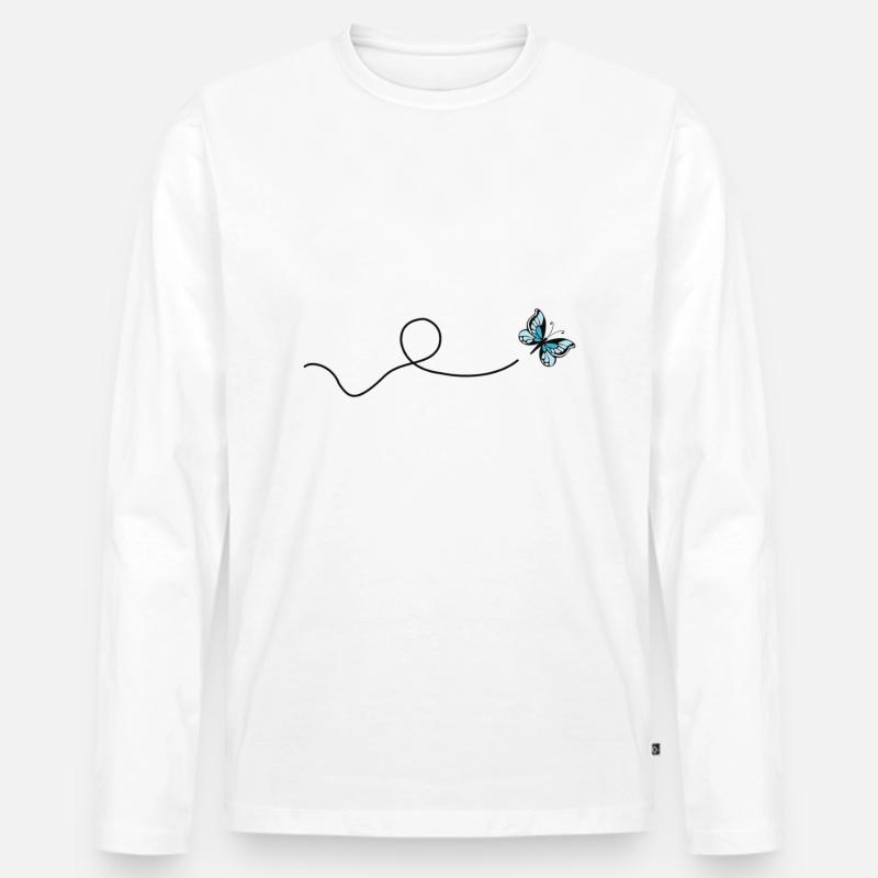 Schmetterling - Männer Premium Bio Langarmshirt - Weiß