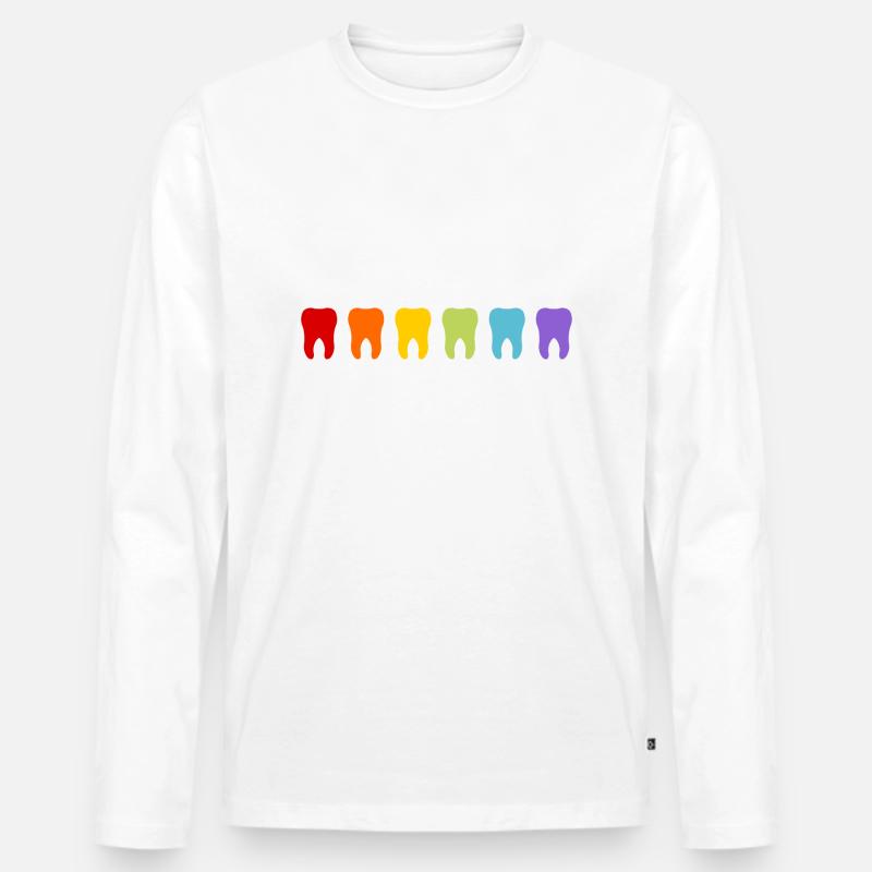 bunte Zähne - Männer Premium Bio Langarmshirt - Weiß