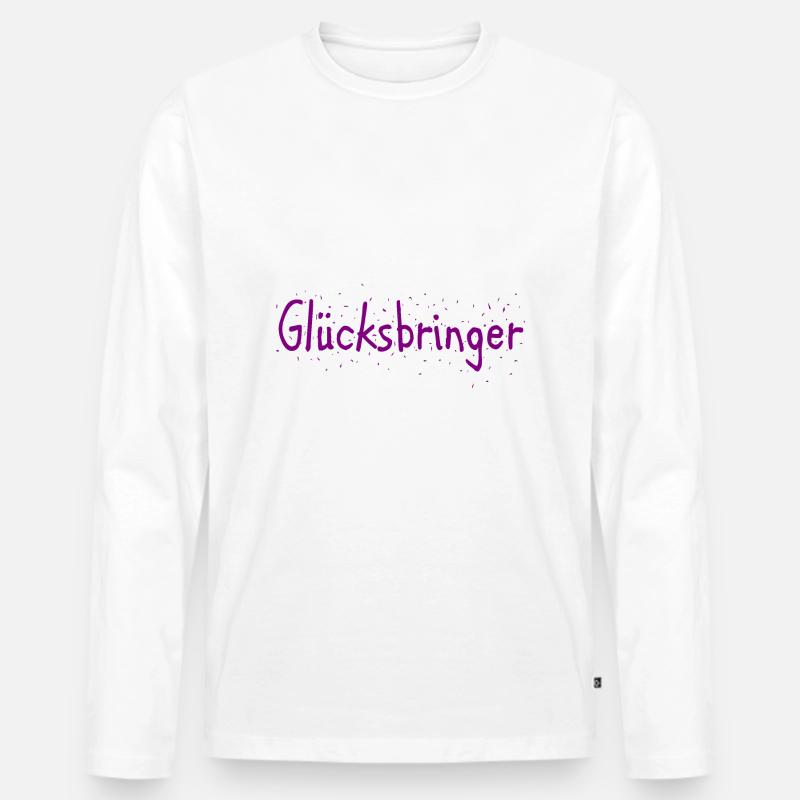 Glücksbringer - Männer Premium Bio Langarmshirt - Weiß