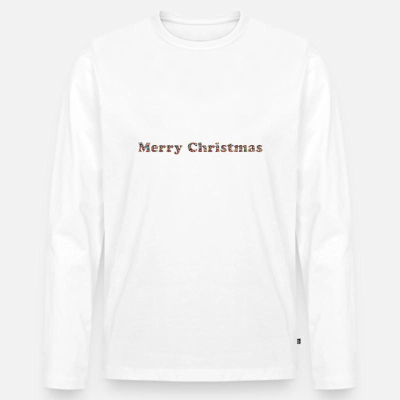 Merry Christmas - Männer Premium Bio Langarmshirt - Weiß