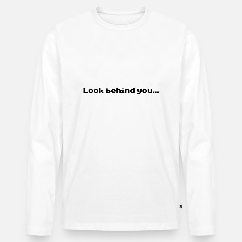Look behind you - Männer Premium Bio Langarmshirt - Weiß