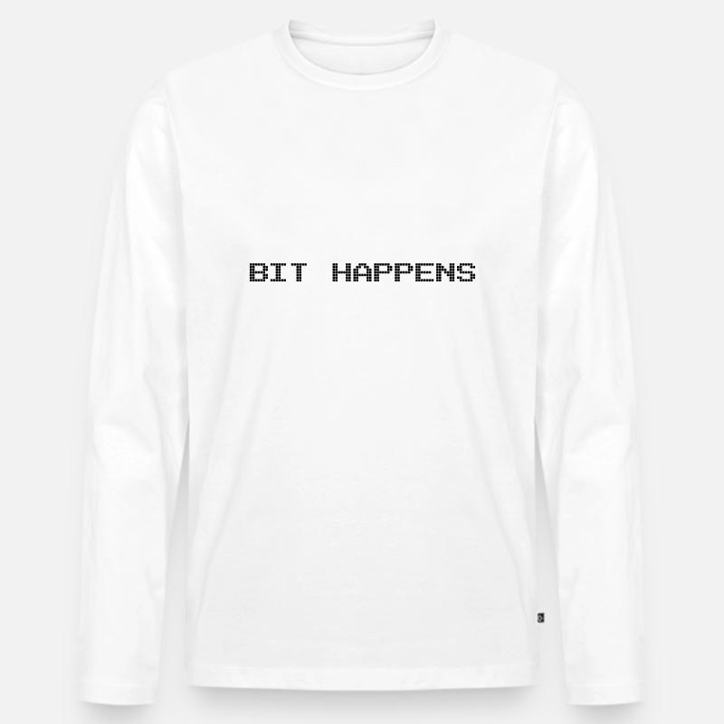 Bit Happens - Männer Premium Bio Langarmshirt - Weiß