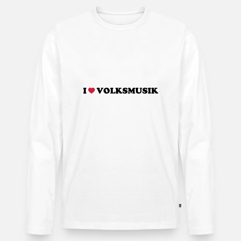 I LOVE VOLKSMUSIK - Männer Premium Bio Langarmshirt - Weiß