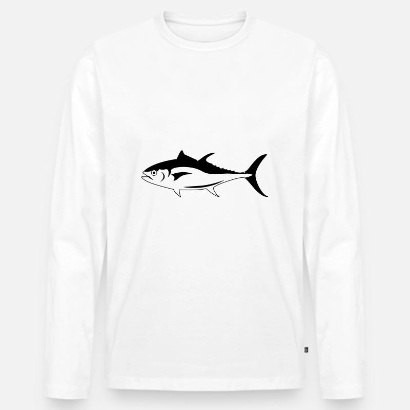 Tunfisch - Männer Premium Bio Langarmshirt - Weiß