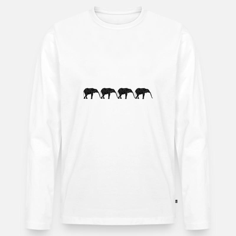 Elephantengruppe - Männer Premium Bio Langarmshirt - Weiß