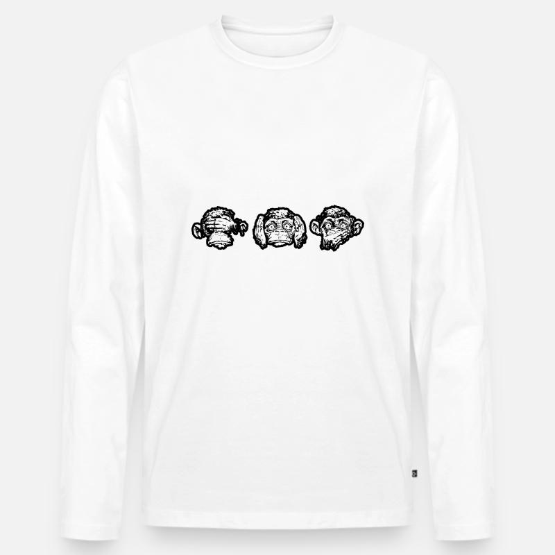 Die drei Affen - Männer Premium Bio Langarmshirt - Weiß