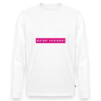 Le féminisme détruit le patriarcat - T-shirt manches longues Premium bio Homme - blanc - Devant - Nico (187cm)