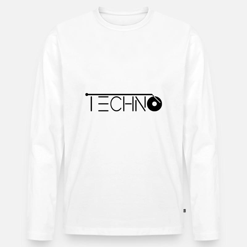 Techno - Männer Premium Bio Langarmshirt - Weiß
