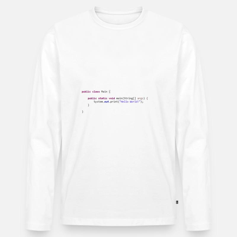 Java Hello World! Geschenkidee - Männer Premium Bio Langarmshirt - Weiß
