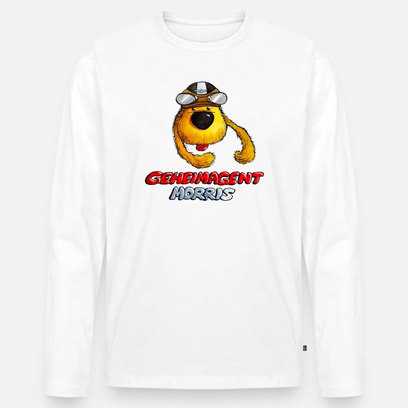 Geheimagent Morris - Männer Premium Bio Langarmshirt - Weiß