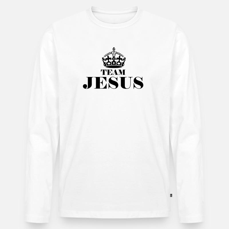 Jesus Team Limited Edition - Männer Premium Bio Langarmshirt - Weiß