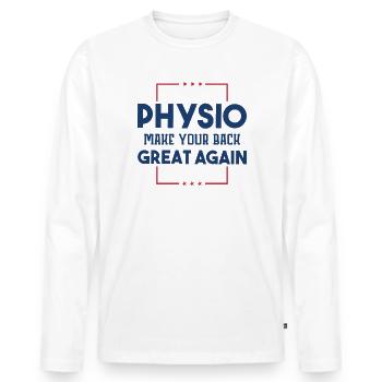 Physiothérapie Idée cadeau pour les physiothérapeutes - T-shirt manches longues Premium bio Homme - blanc - Devant - Nico (187cm)