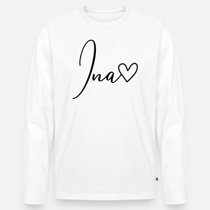 Ina Name Vorname Mädchen - Männer Premium Bio Langarmshirt - Weiß