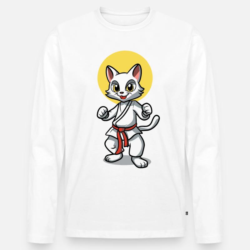 Kampf Katze - Männer Premium Bio Langarmshirt - Weiß
