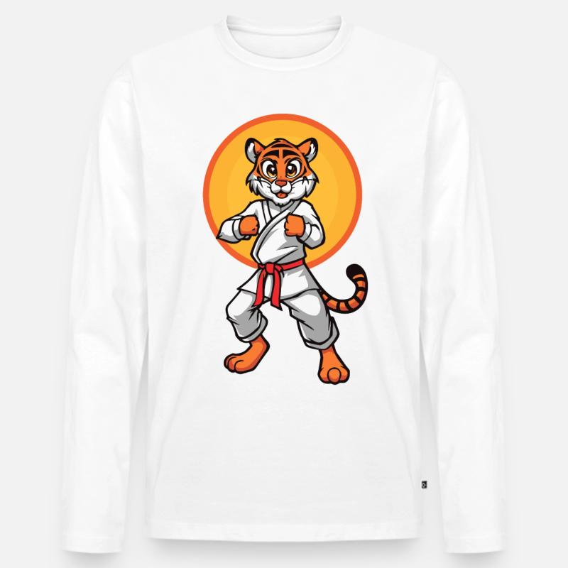 Karate Tiger - Männer Premium Bio Langarmshirt - Weiß