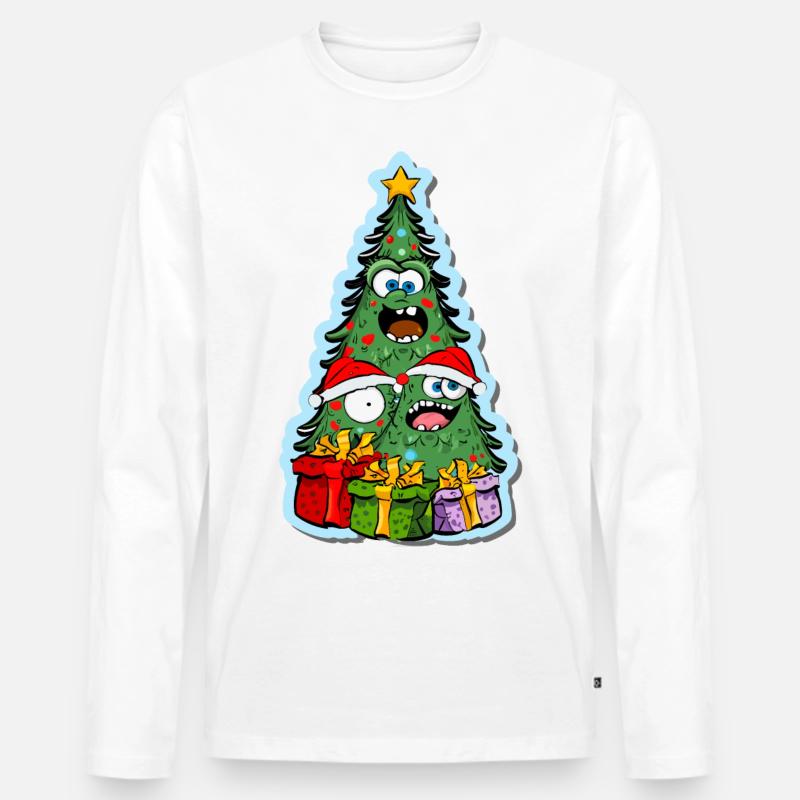 lustiger Weihnachtsbaum - Männer Premium Bio Langarmshirt - Weiß