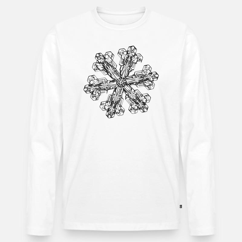 snowflake 3 black - Männer Premium Bio Langarmshirt - Weiß