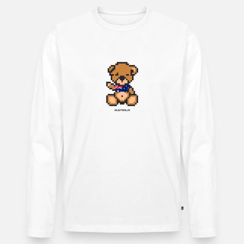 Pixel Bär Australien - Männer Premium Bio Langarmshirt - Weiß