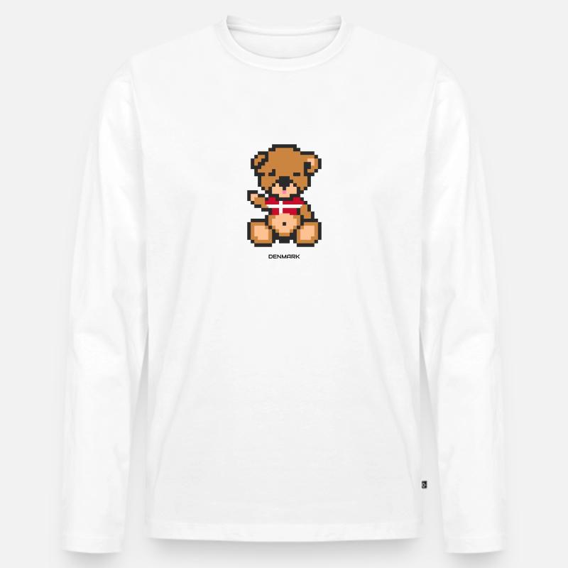 Pixel Bär Dänemark - Männer Premium Bio Langarmshirt - Weiß