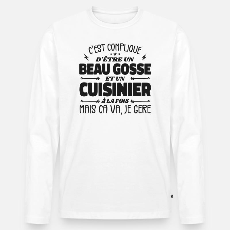 Schöner Mann Koch - Männer Premium Bio Langarmshirt - Weiß