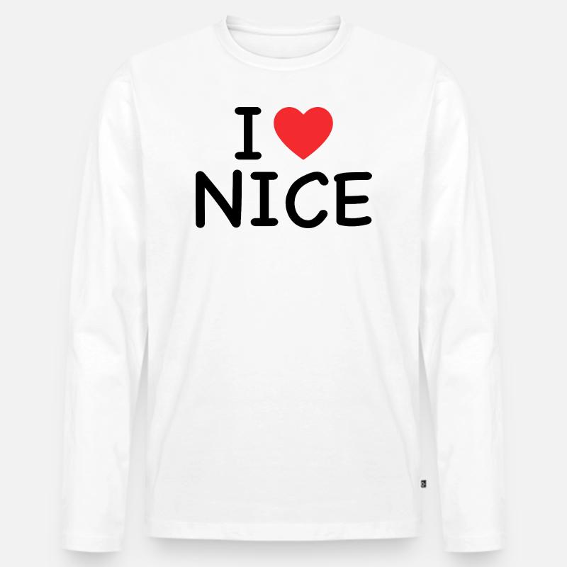 I Love Nice - J'aime Nice - Männer Premium Bio Langarmshirt - Weiß
