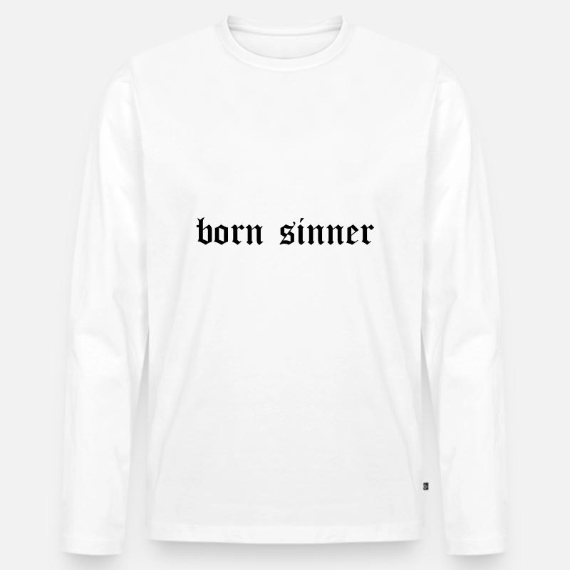 born sinner - Männer Premium Bio Langarmshirt - Weiß