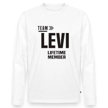 Levi - Men's Premium Organic Long Sleeve Shirt - white - Front - Nico (187cm)