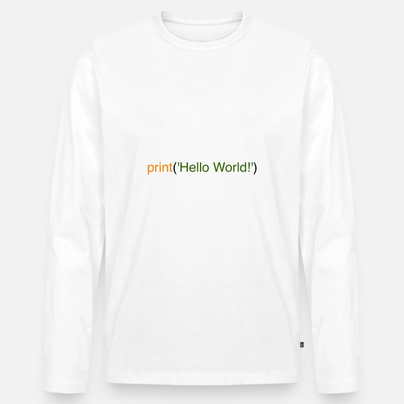 Hello World Python - Men's Premium Organic Long Sleeve Shirt - white
