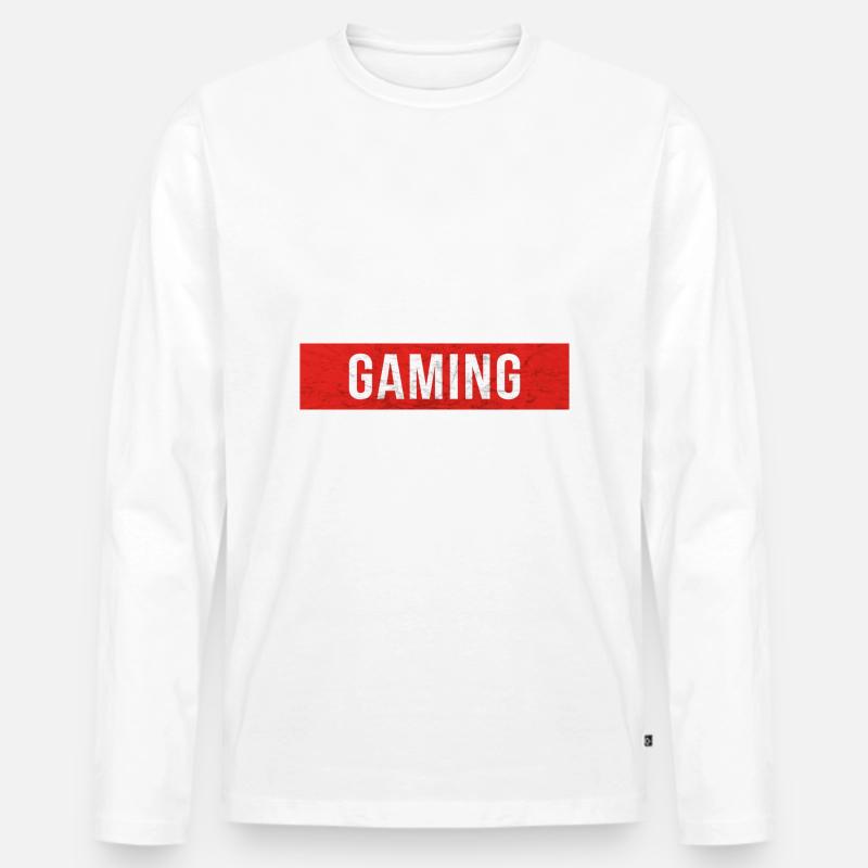 Gaming - Roter Block Scratch - Männer Premium Bio Langarmshirt - Weiß
