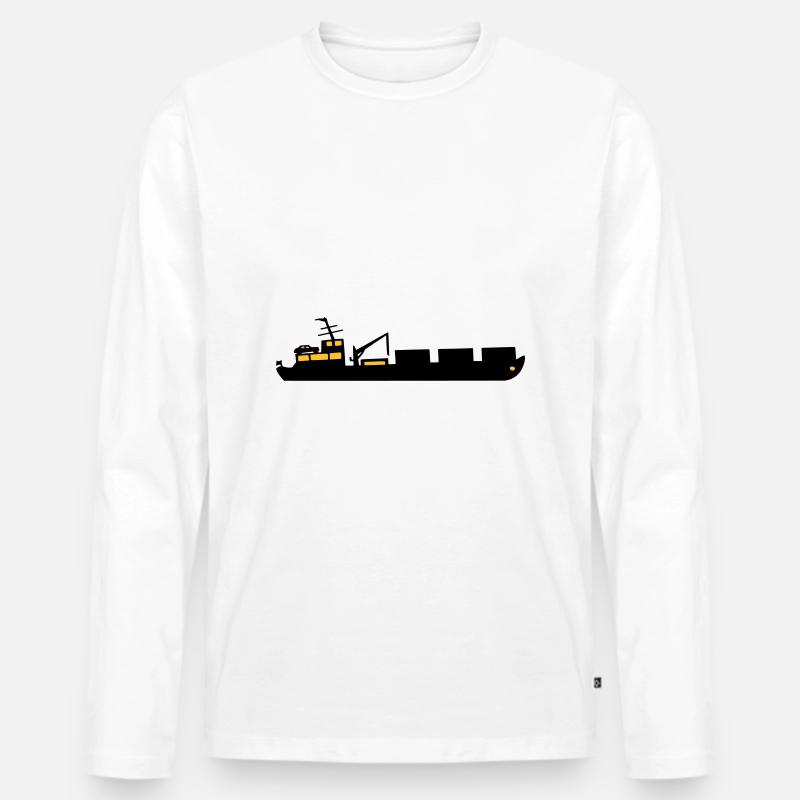 Boot Frachtschiff Schiff zweifarbig - Männer Premium Bio Langarmshirt - Weiß