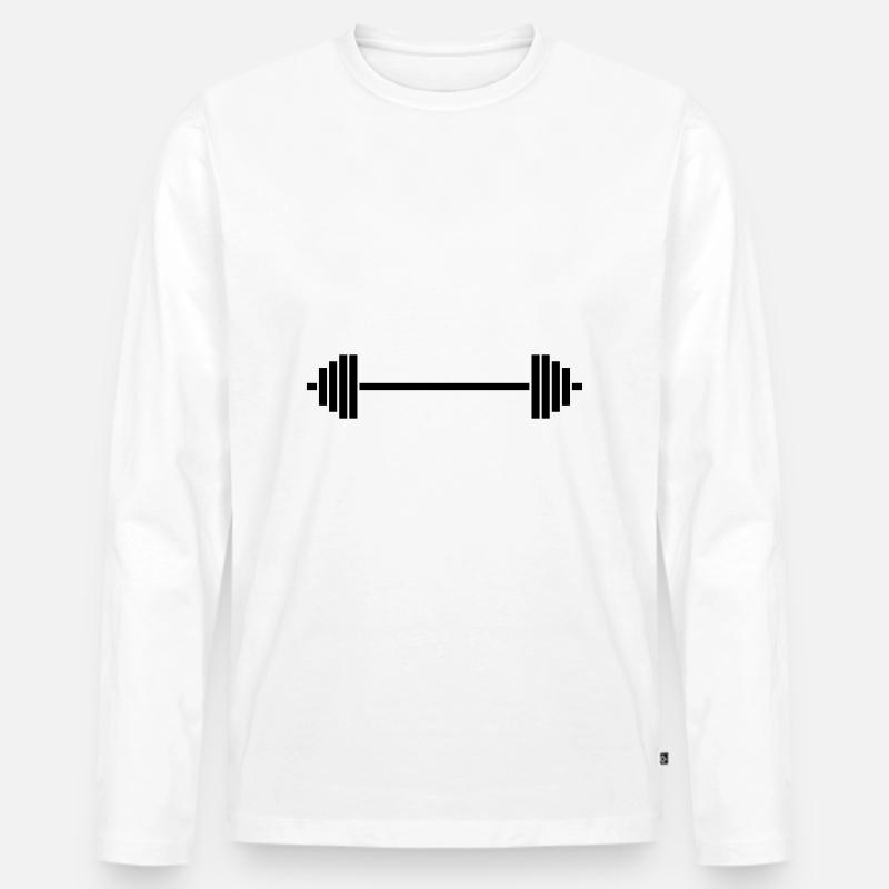 Bodybuilding Hantel - Männer Premium Bio Langarmshirt - Weiß