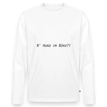 Hund im Büro - Männer Premium Bio Langarmshirt - Weiß - Vorne - Nico (187cm)