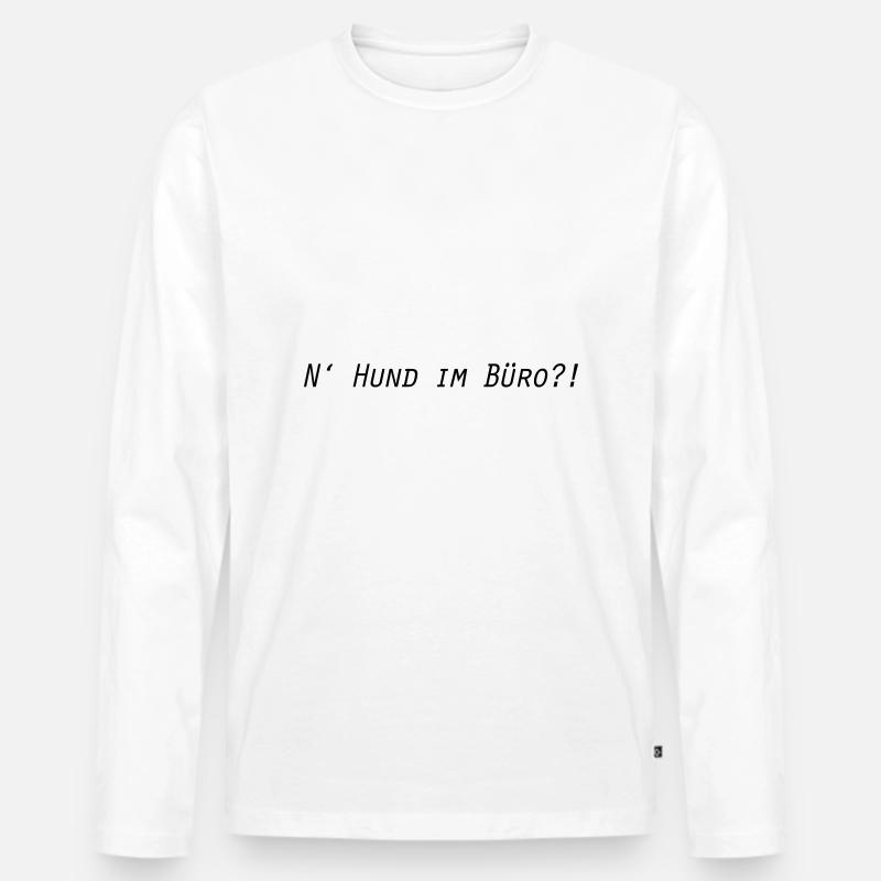 Hund im Büro - Männer Premium Bio Langarmshirt - Weiß