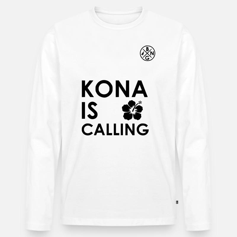 KONA IS CALLING - Männer Premium Bio Langarmshirt - Weiß
