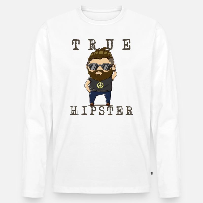 Hipster - Männer Premium Bio Langarmshirt - Weiß