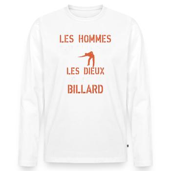 Billard Joueur de billard - T-shirt manches longues Premium bio Homme - blanc - Devant - Nico (187cm)