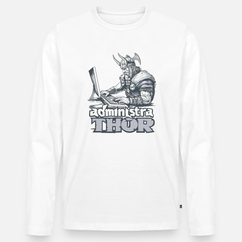 Viking Databaseadministra-thor Nerdy - Männer Premium Bio Langarmshirt - Weiß