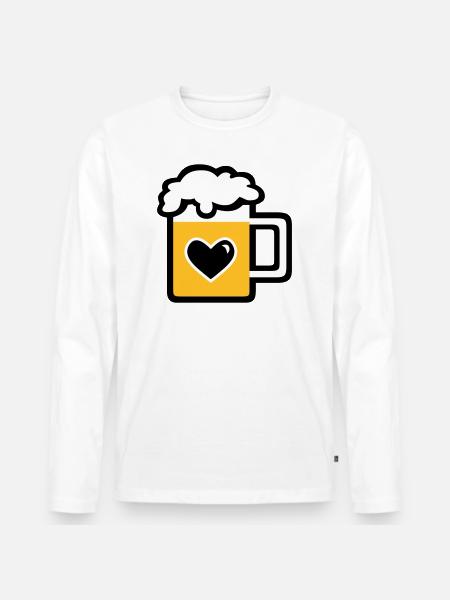 Mass Bier - Männer Premium Bio Langarmshirt - Weiß